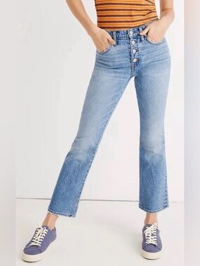 Madewell Cali Denim Boot Jeans Medium Blue High-Rise Flare with Button-Fly 26